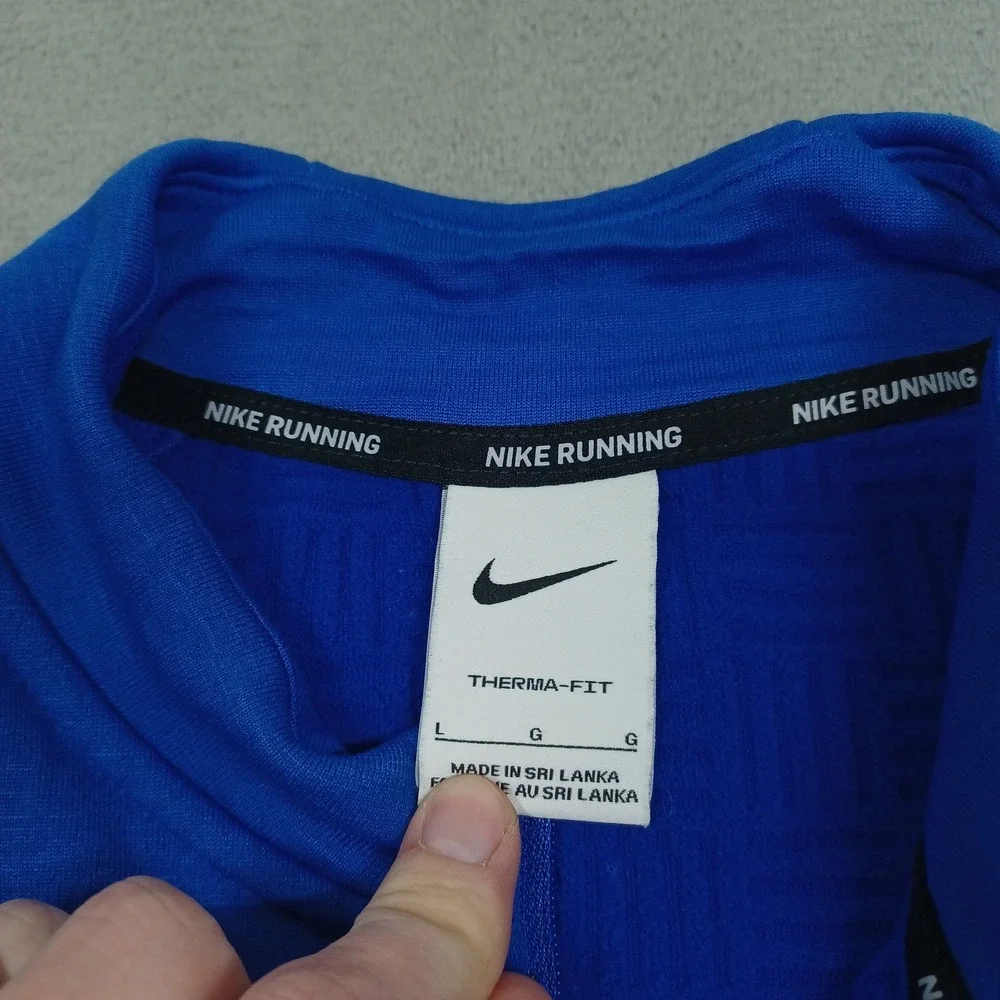 Nike Sweater Mens Large Blue 1/4 Zip Therma Fit Lightweight Activewear Casual‎